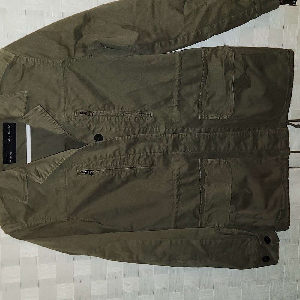 Zara Basic Olive Green Utility Jacket Sz M